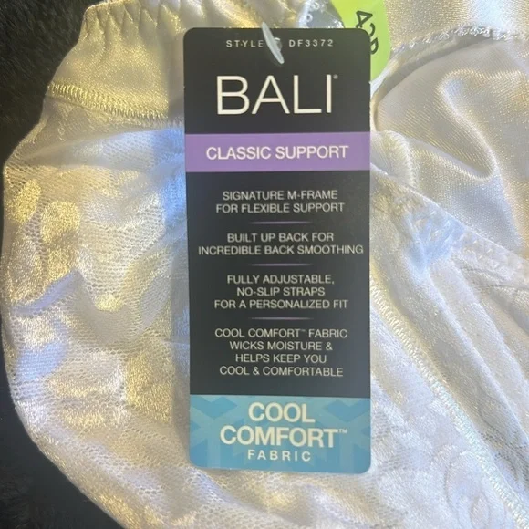 NWT Bali Classic support cool comfort fabric white bra 42B w flower designs - Picture 7 of 9